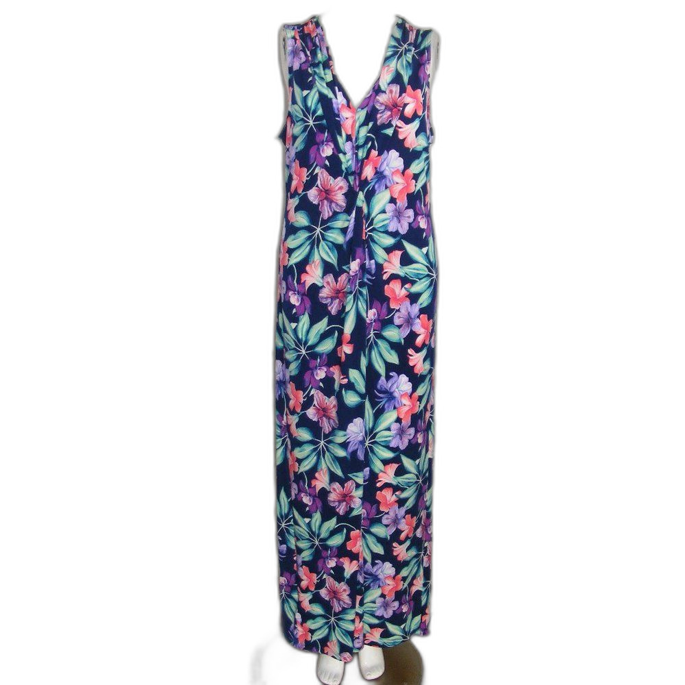 TOMMY BAHAMA Maxi Dress, L, Floral, Navy, Twist Front, Sleeveless - Picture 9 of 11